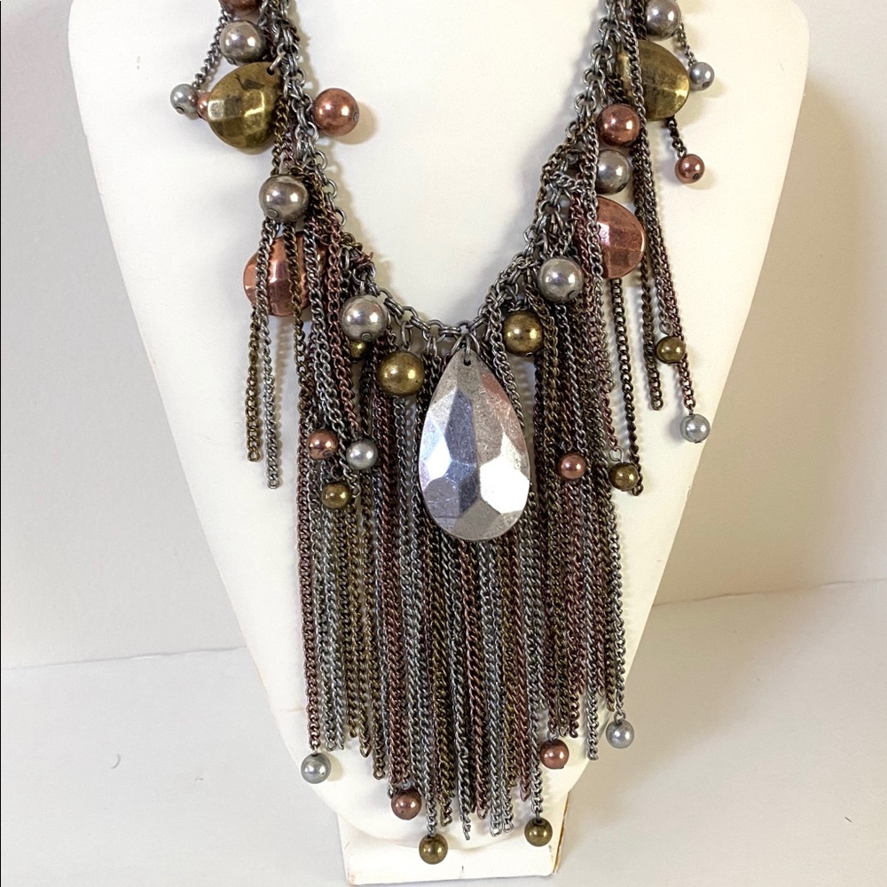 Bold Long Dangling Chain Statement Necklace Set - image 3